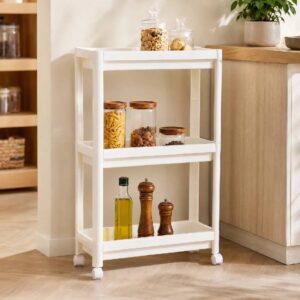 3 Tier Slim Rolling Kitchen Storage Rack