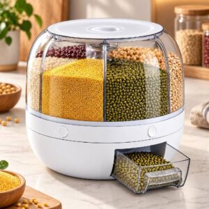 360° Rotating Airtight Grain Storage Container & Dispenser